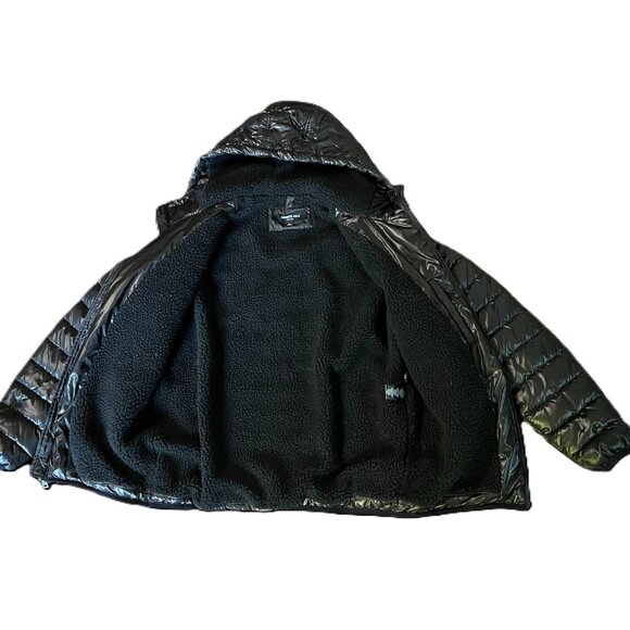 Kenneth Cole New York Black Quilted Fleece-Lined Hooded Puffer Jacket, Size S - Picture 5 of 13